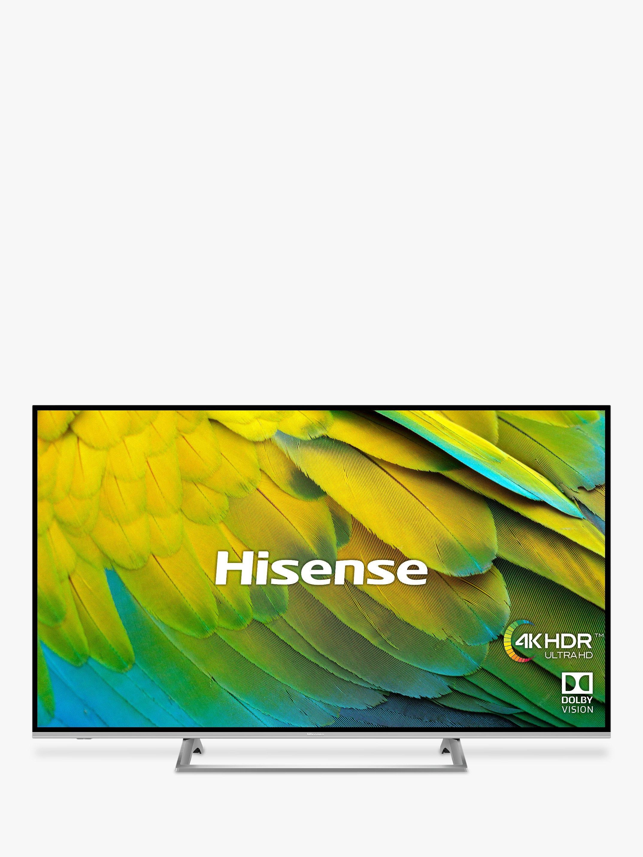 Hisense H50B7500UK (2019) LED HDR 4K Ultra HD Smart TV, 50" with Freeview Play, Black/Silver