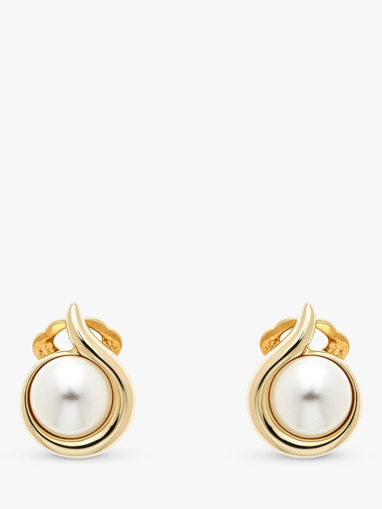 Emma Holland Faux Pearl Round Clip-On Stud Earrings, Gold