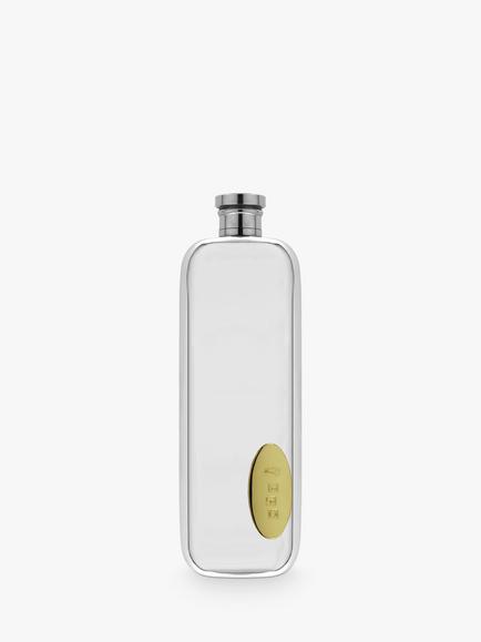 English Pewter Company Pewter Hip Flask with Brass Badge, 