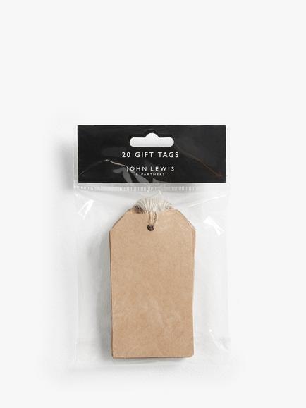 John Lewis Kraft Gift Tags, Pack of 20, Brown
