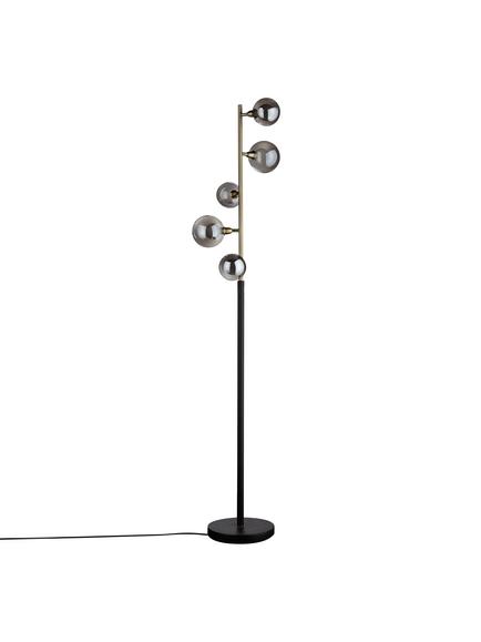 John Lewis Huxley Floor Lamp, Smoke/Antique Brass, Smoke/Antique Brasss