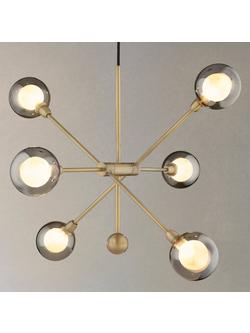 John Lewis Huxley Ceiling Light, Smoke/Antique Brass