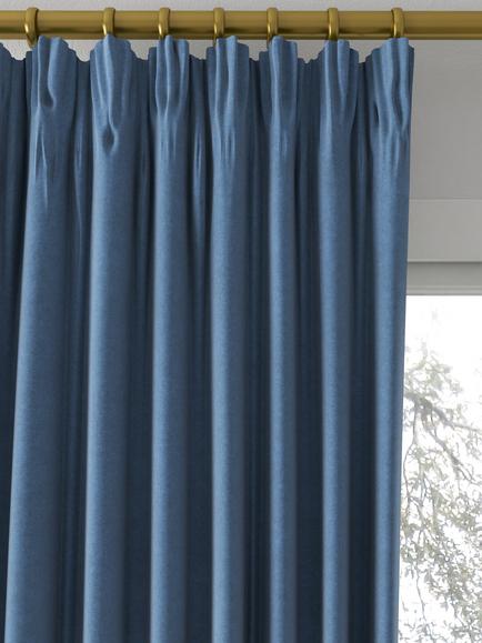 John Lewis Knitted Velvet Made to Measure Curtains or Roman Blind, Indigo - view 2, Indigo