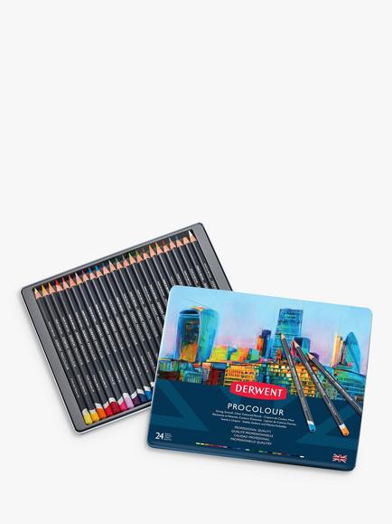 Derwent Procolour Colouring Pencil Tin, Pack of 24, Multi