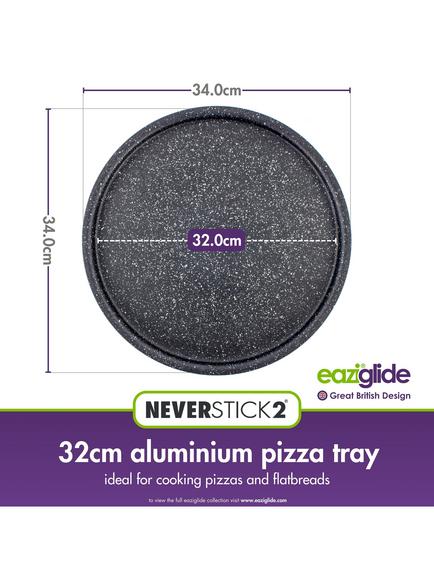 Eaziglide Neverstick2 Aluminium Non-Stick Pizza Tray, 32cm - view 2, Black