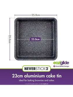 Eaziglide Neverstick2 Aluminium Non-Stick Square Baking Tin, 23cm - view 2, Black