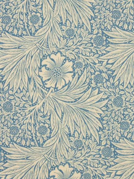 Morris & Co. Marigold Oilcloth Tablecloth Fabric - view 2, Blue