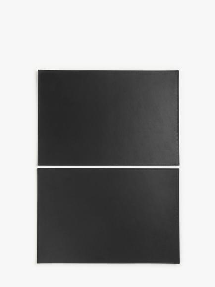 John Lewis Bonded Leather Placemats, Set of 2, Black, Black