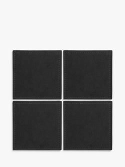 John Lewis Bonded Leather Coasters, Set of 4, Black, Black