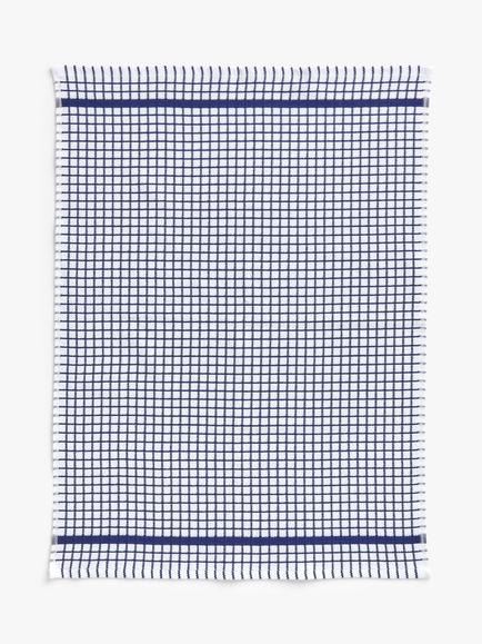 John Lewis Check Terry Cotton Tea Towel, Blue