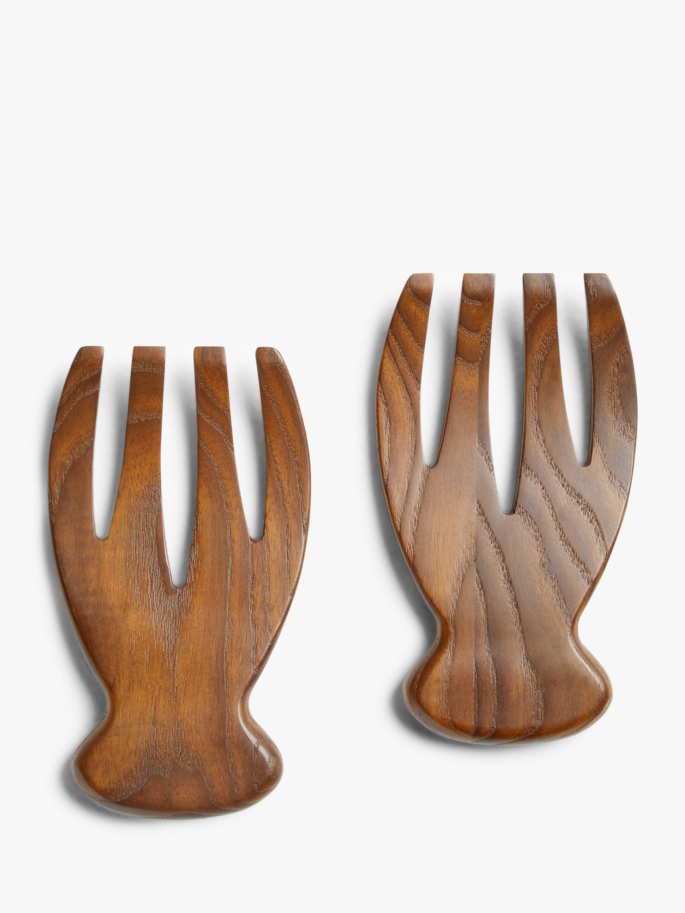 John Lewis Carbonised Ash Wood Salad Server Hands