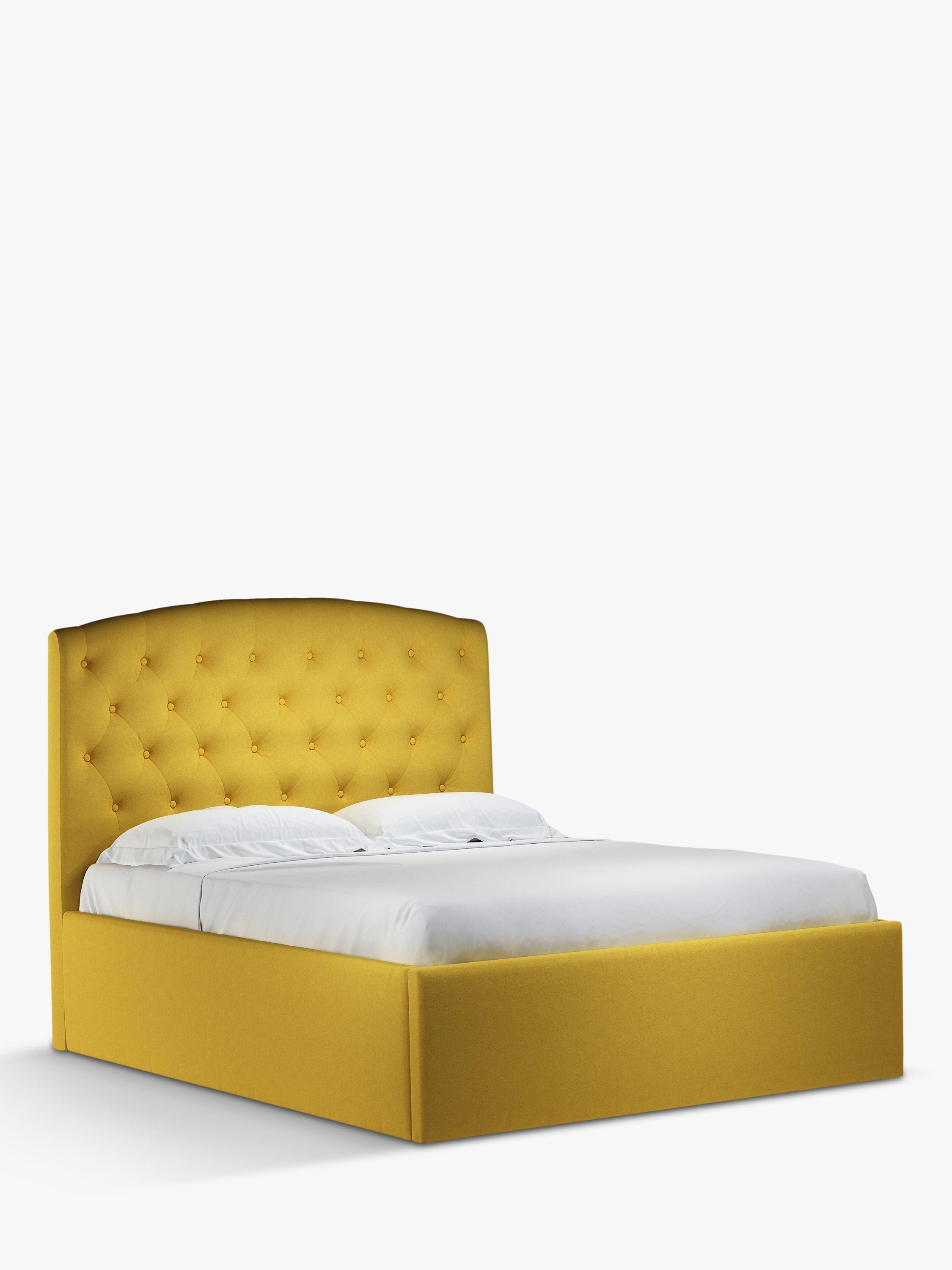John Lewis Rouen Ottoman Storage Upholstered Bed Frame, King Size, Brushed Tweed Mustard