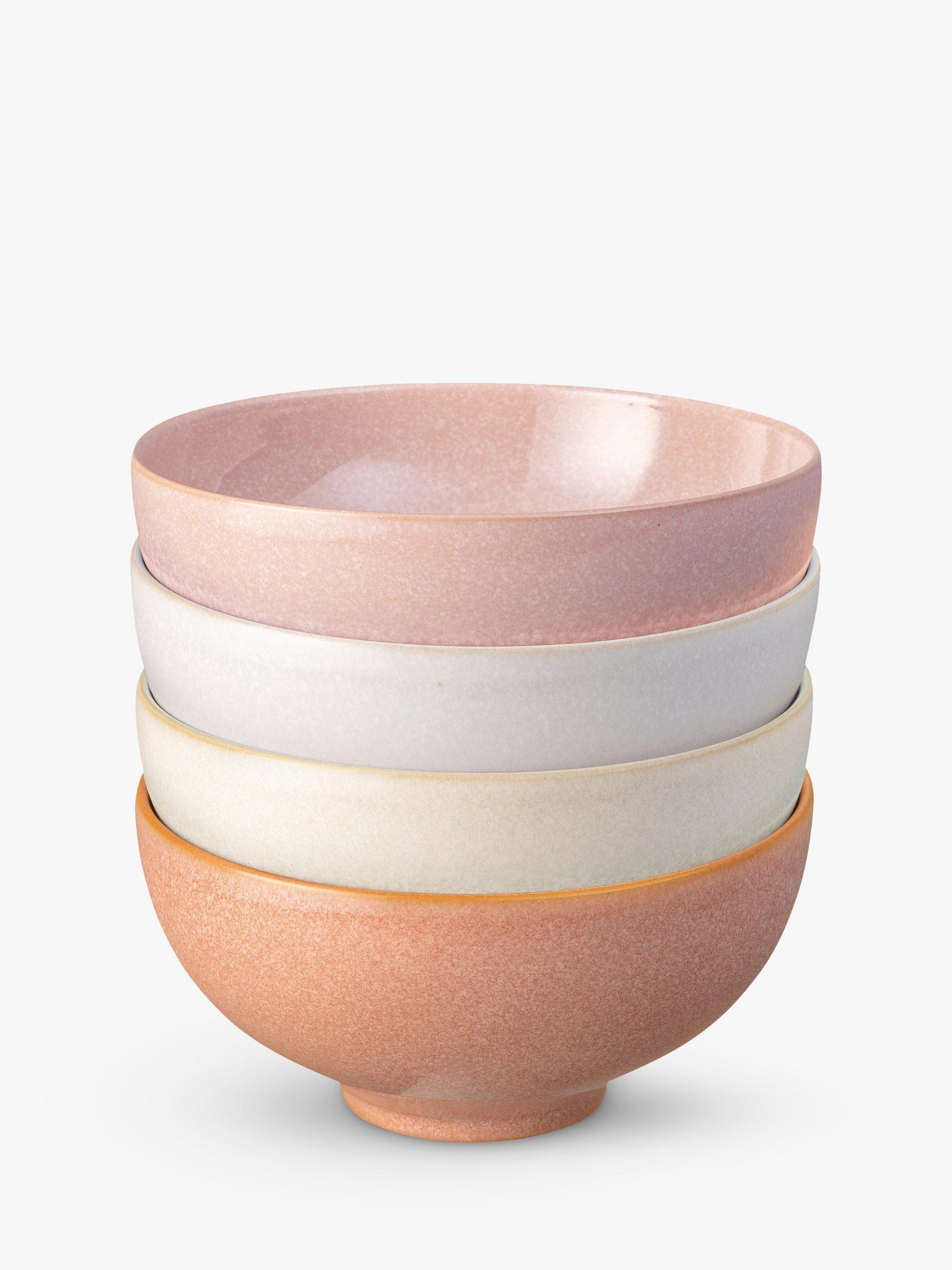 Denby Quartz Rose Stoneware Rice Bowls, Set of 4, 13cm, Pink