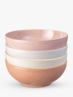 Denby Quartz Rose Stoneware Cereal Bowls, Set of 4, 17cm, Pink, Pink
