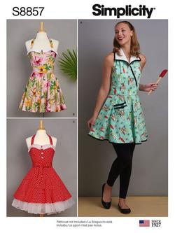 Simplicity Womens' Vintage Swing Dress Sewing Pattern, 8857, A, 