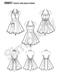 Simplicity Womens' Vintage Swing Dress Sewing Pattern, 8857, A - view 2, 