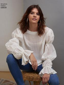 Simplicity Women's Ruffle Sleeve Top Sewing Pattern, 8839 - view 2, 