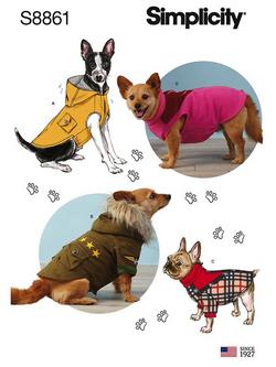 Simplicity Dogs Coat Sewing Pattern, 8861, A, 