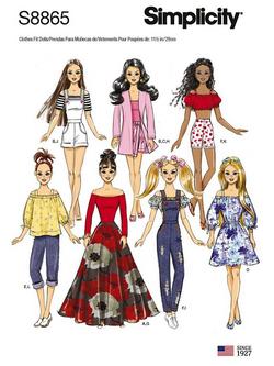 Simplicity Fashion Doll Clothes Sewing Pattern, 8865, 