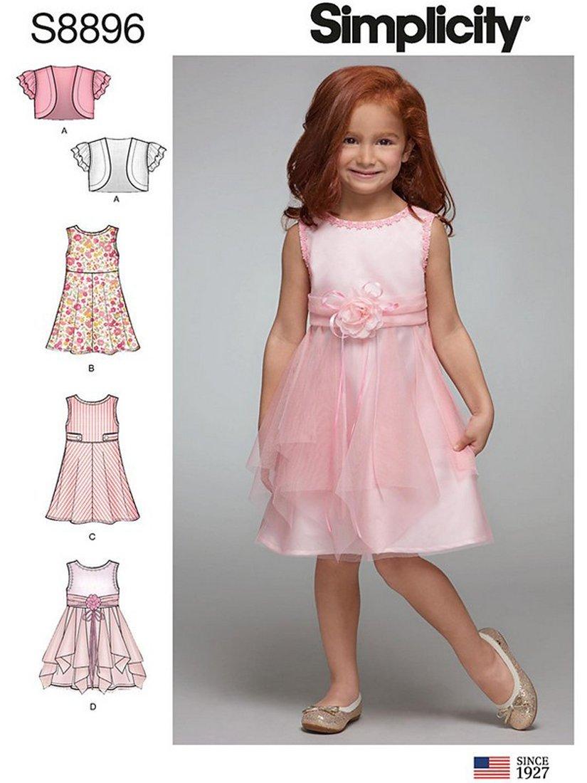 Simplicity Childrens' Sleeveless Dress Sewing Pattern, 8896, A