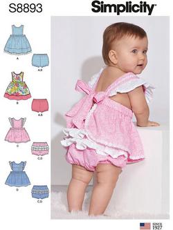 Simplicity Baby Dress and Bottoms Sewing Pattern, 8893, 