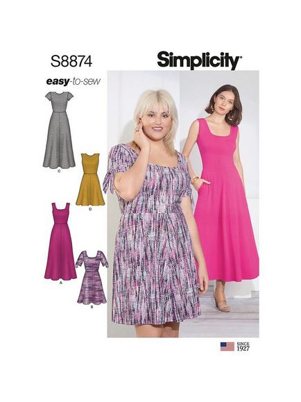 Simplicity Misses'/Women's Easy To Sew Knit Dress Sewing Pattern, 8874, 