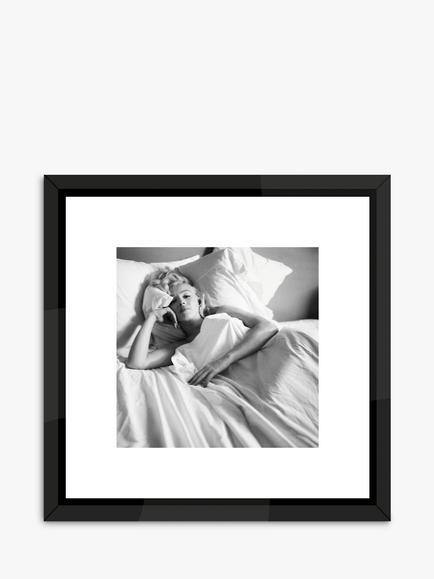 Brookpace Lascelles Marilyn Monroe 'In Bed' Framed Print & Mount, 50 x 50cm, Black/White