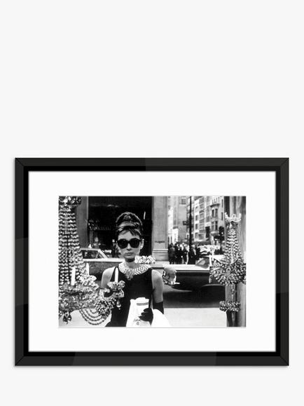 Brookpace Lascelles Audrey Hepburn 'Shopping at Tiffany's' Framed Print & Mount, 65 x 85cm, Black/White