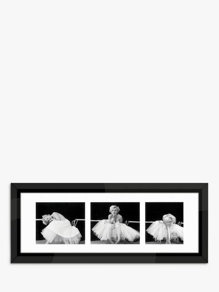 Brookpace Lascelles Marilyn Monroe 'Ballerina Triptych' Framed Prints & Mount, 43 x 105cm, Black/White