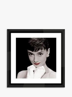 Brookpace Lascelles Audrey Hepburn 'Red Lips' Framed Print & Mount, 45.5 x 45.5cm, Black/White