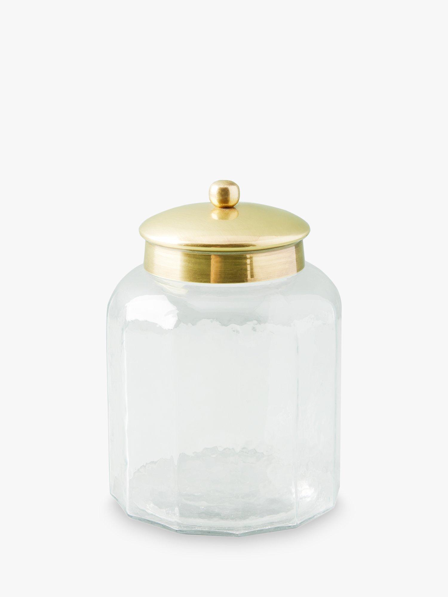 Anthropologie Glass and Gold Storage Jar, Small