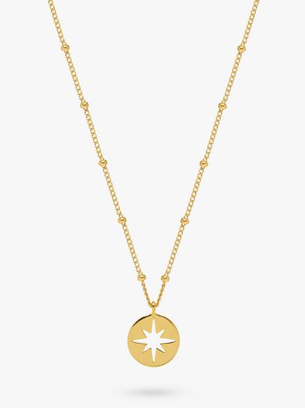 Estella Bartlett Starburst Disc Pendant Necklace, Gold, Gold