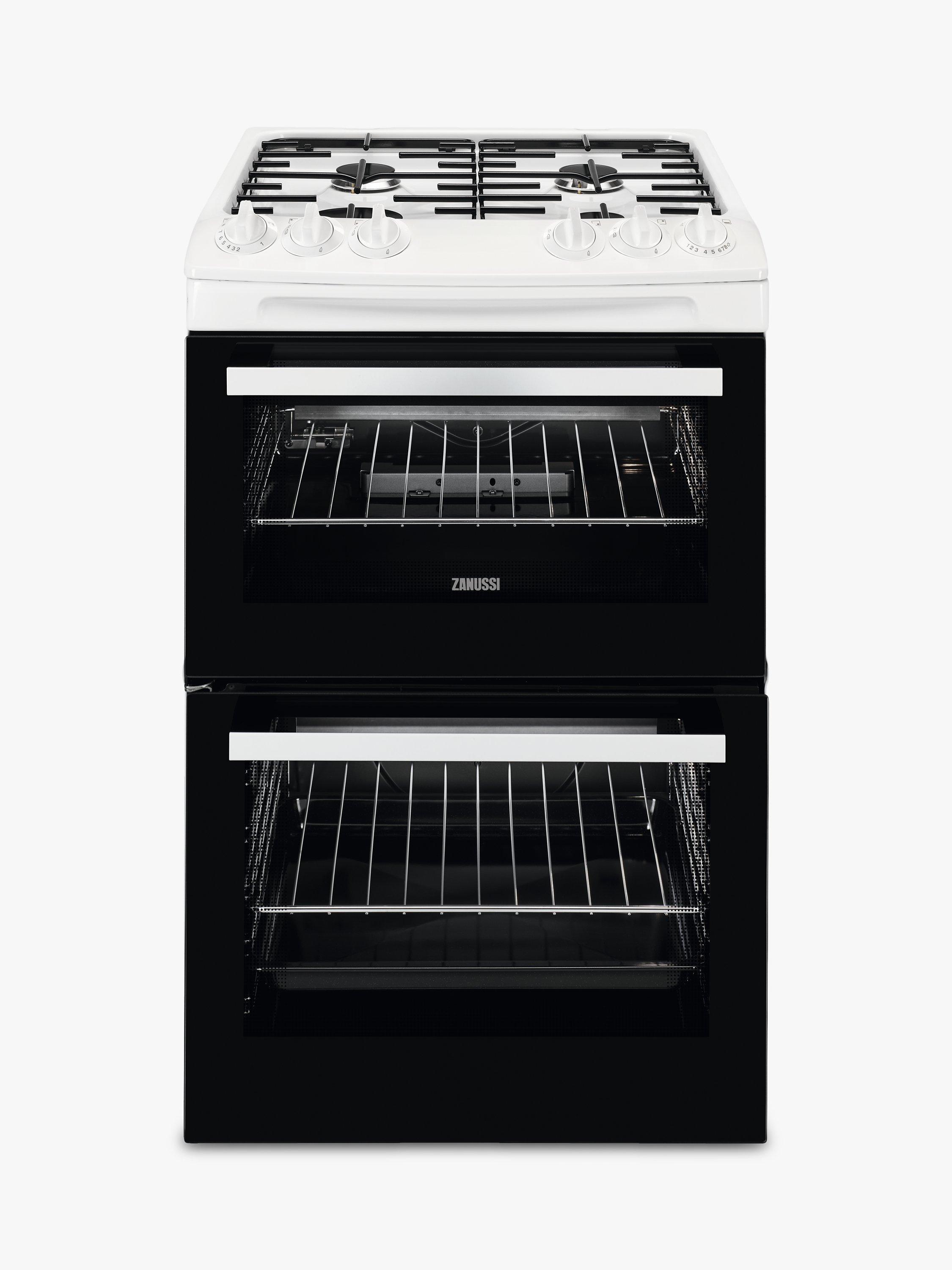 Zanussi ZCG43050WA Freestanding Gas Cooker, 55cm Wide, Black/White