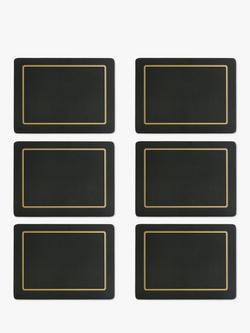 John Lewis Cork-Backed Classic Placemats, Set of 6, Black With Gold