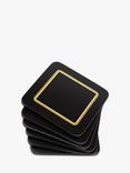 John Lewis Cork-Backed Classic Coasters, Set of 6, Black/Gold