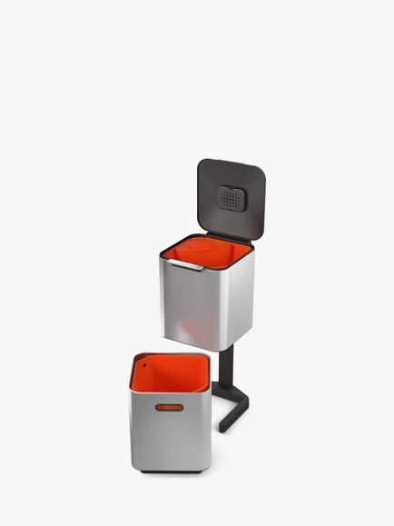Joseph Joseph Intelligent Waste Totem Compact Bin, 40L, Stainless Steel - view 2, Stainless Steel