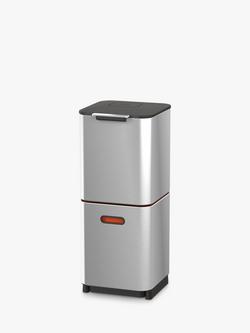 Joseph Joseph Intelligent Waste Totem Compact Bin, 40L, Stainless Steel, Stainless Steel