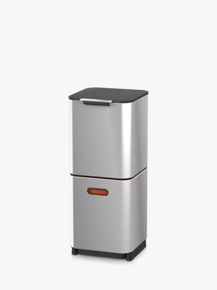Joseph Joseph Intelligent Waste Totem Compact Bin, 40L, Stainless Steel, Stainless Steel