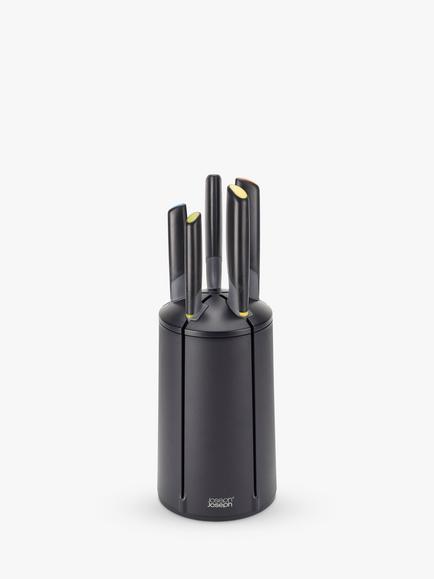 Joseph Joseph Elevate Filled Knife Block Rotating Carousel, 5 Piece, Black