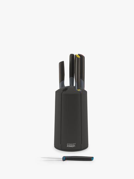 Joseph Joseph Elevate Filled Knife Block Rotating Carousel, 5 Piece - view 2, Black