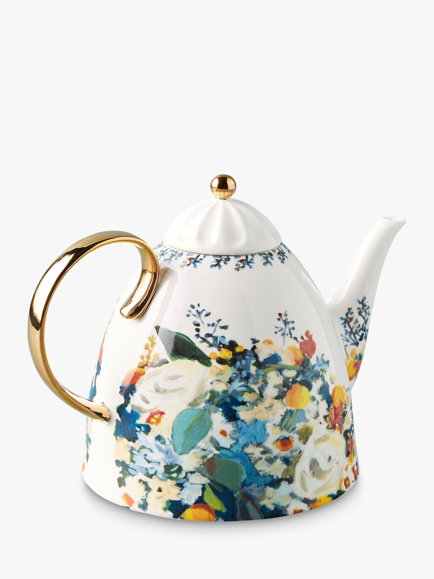 Anthropologie Botanica Teapot, 1.5L, Gold/Multi