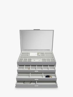 Dulwich Designs Extra Large Leather Jewellery Box, Grey, Grey
