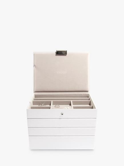 Stackers Classic 4 Layer Jewellery Box, White