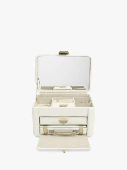 Dulwich Designs Belgravia Leather Jewellery Box, Cream, Cream