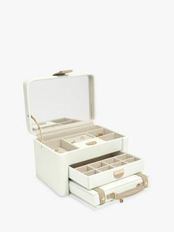 Dulwich Designs Belgravia Leather Jewellery Box, Cream - view 2, Cream