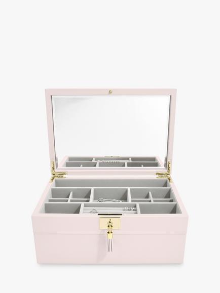 Stackers Leather 2 Set Jewellery Box, Blush Pink