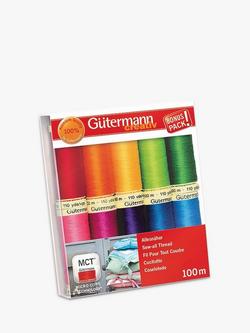 Gütermann creativ Sewing Thread, 100m, Pack of 10, Bright Mix