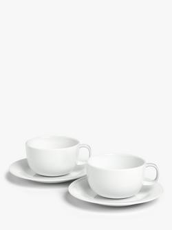 John Lewis Dine Cappuccino Cup & Saucer, Set of 2, White, 340ml, White