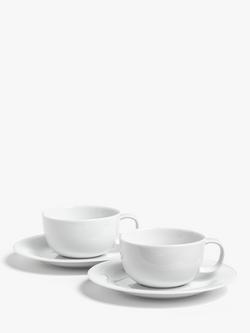 John Lewis Dine Cup & Saucer, Set of 2, White, 250ml, White