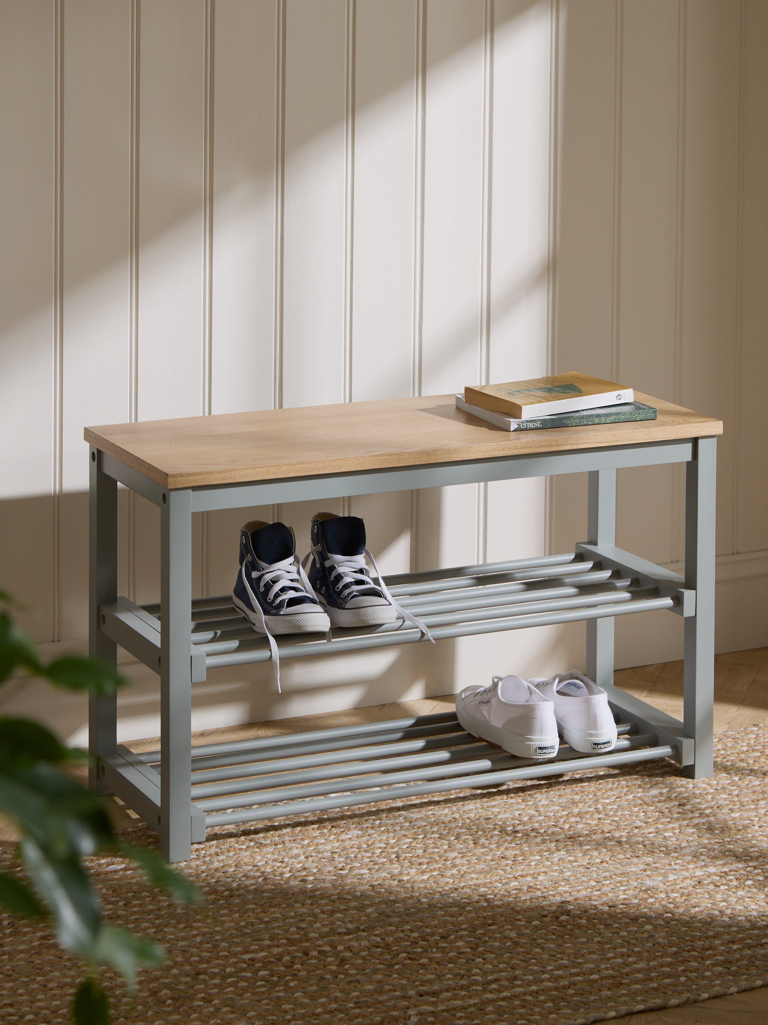 John Lewis Modern Country 3 Tier Shoe Rack Grey